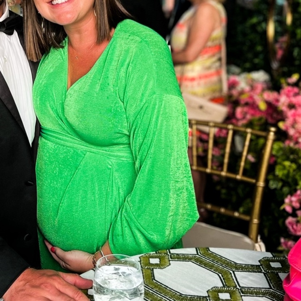 ASOS maternity (but can be worn non maternity) green stretchy wrap dress